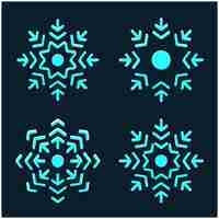 Vector snowflake circle type of vector design in board four items