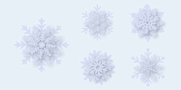 スノーフレークコレクションベクトルイラストメリークリスマス影付き3DスノーフレークEPS10