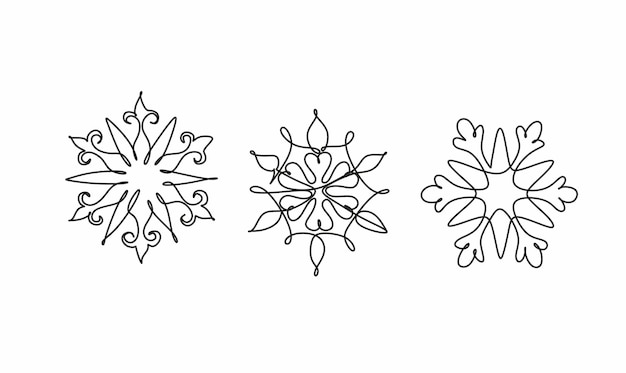 Snowflake continuous one line drawing