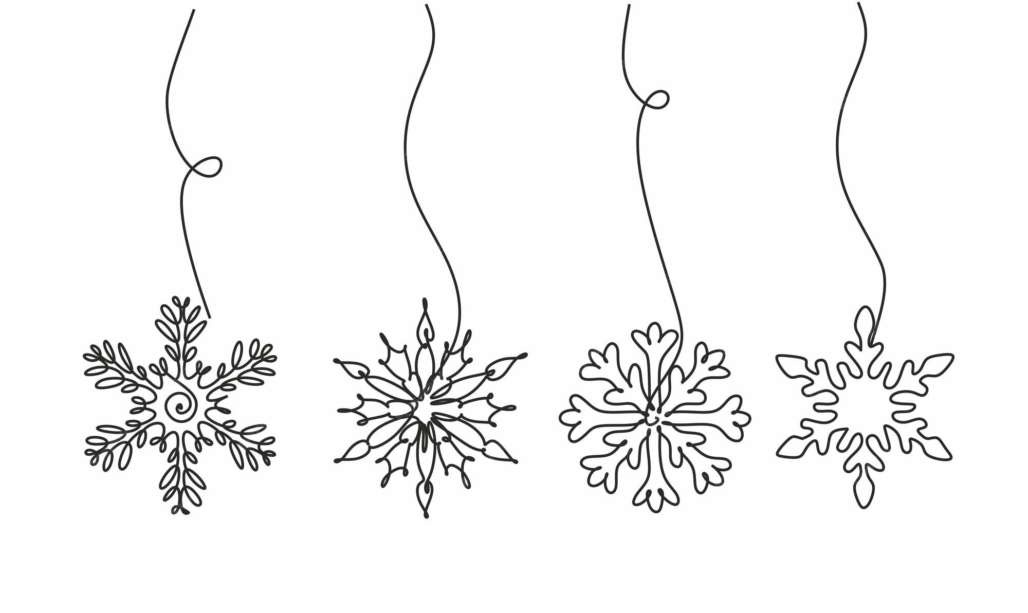 Premium Vector | Snowflake continuous one line drawing