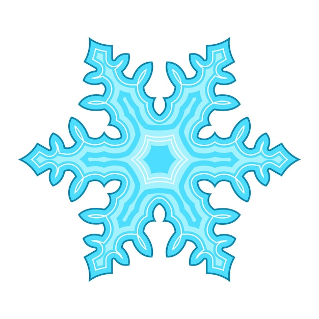 Snowflake or crystal frozen water in blue Contour Falling snow snowflake sign and pattern isolated flakes vector Snowflake winter decoration for Christmas and new year symbol