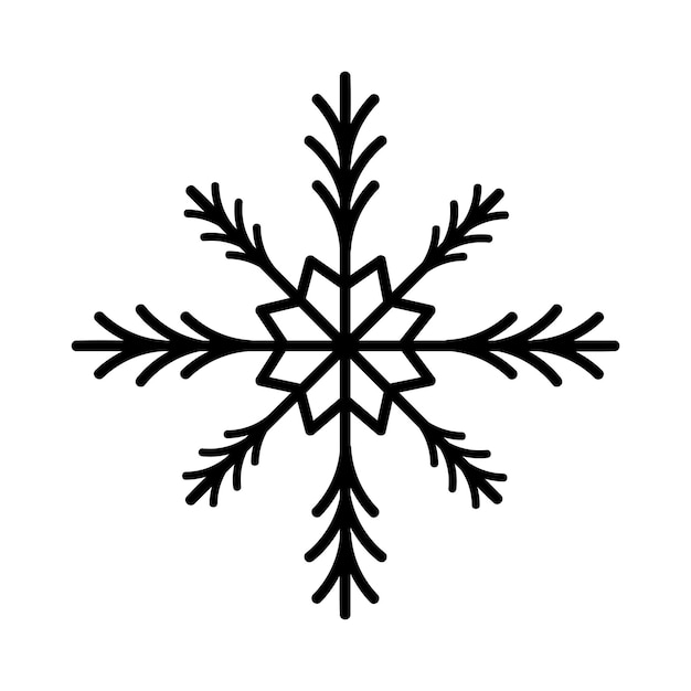 Vettore elemento decorativo fiocco di neve. fiocco di neve vettoriale disegnato a mano isolato su sfondo bianco