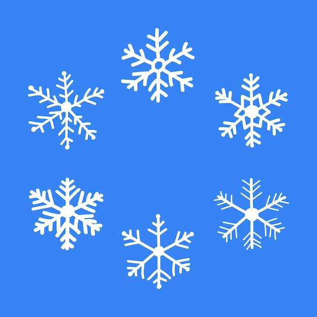 Vector snowflake doodle set collection