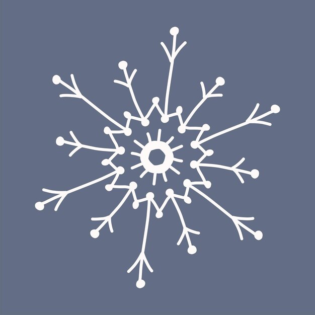 Vector snowflake in doodle style winter holiday decoration