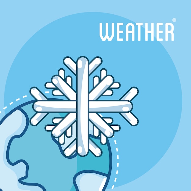 Vector snowflake on earth weather card