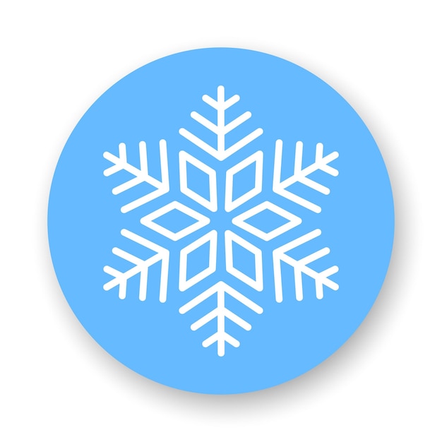 Snowflake flat icon White vector element on blue background