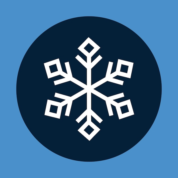 Vector snowflake icon on blue background vector illustration flat design style