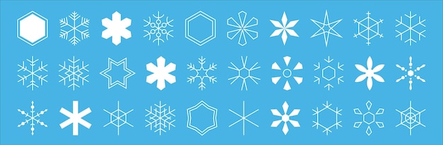 Snowflake icon collection for winter holiday decoration Set of snowflake icons Christmas and New Year icon collection