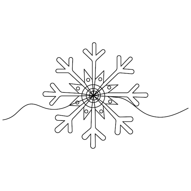 輪郭ベクトルイラストの連続した1行の絵のスノーフレイクアイコン