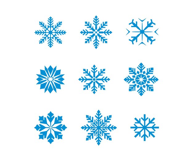 Набор иконок снежинки. Дизайн векторной иллюстрации