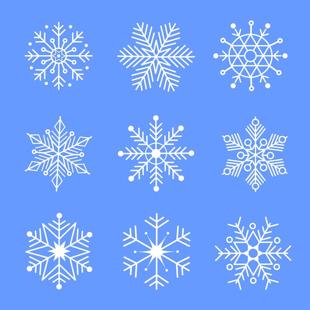Набор иконок снежинки Редактируемая векторная пиктограмма