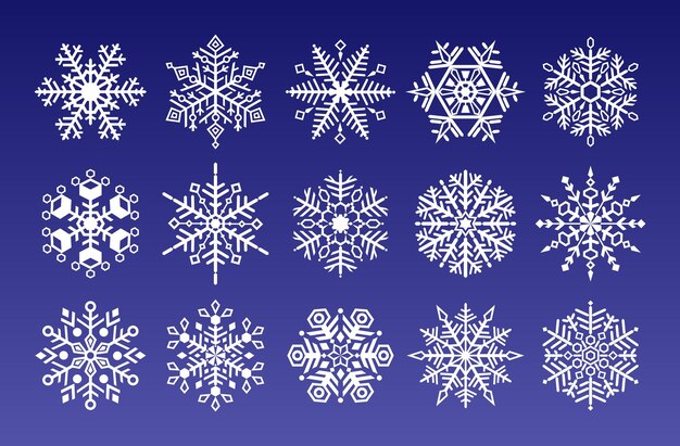 Snowflake icons set in white color. winter ice collection. vector illustration