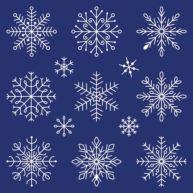 Набор иконок снежинки снежинки фон для зимней и рождественской темы