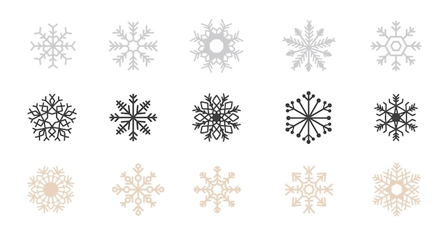 Snowflake Line Icons Editable Stroke. Vector on white illustration