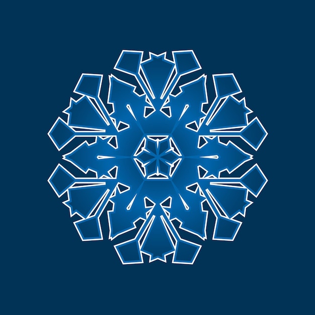 Snowflake logo Winter isolate icon on dark blue