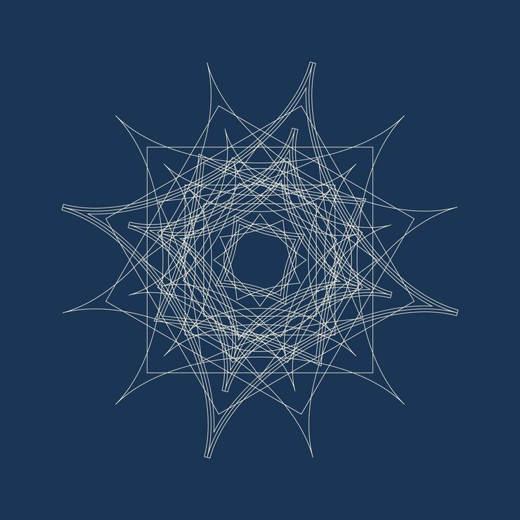 Vector snowflake openwork shape star dark blue background