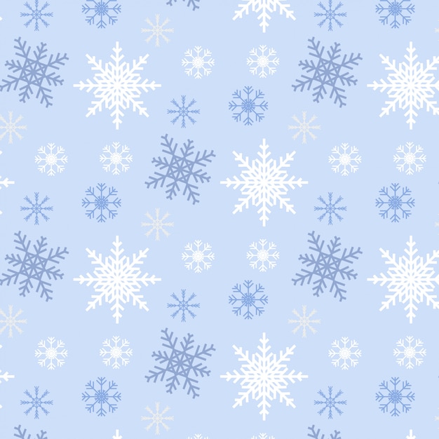 Snowflake seamless pattern blue background