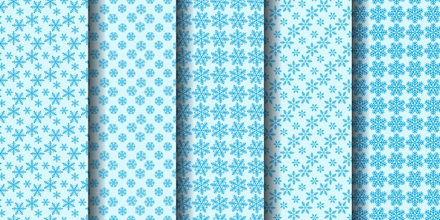 Snowflake Seamless pattern Design Bundle. Vector Illustration