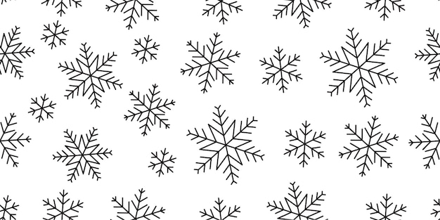 Snowflake seamless pattern Vector snowflakes geometric background simple line various shapes