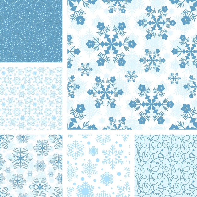 Snowflake  seamless patterns collection