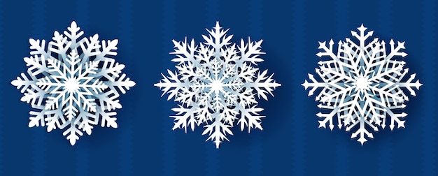 Snowflake Set And Isolated Dark Blue Background With Gradient Mesh Vector Illustration