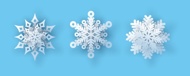 Вектор Набор снежинок. векторная иллюстрация реалистичной бумажной снежинки.