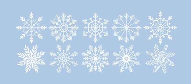 Snowflake silhouette vector set Christmas and New Year holidays elements for greeting card Winter