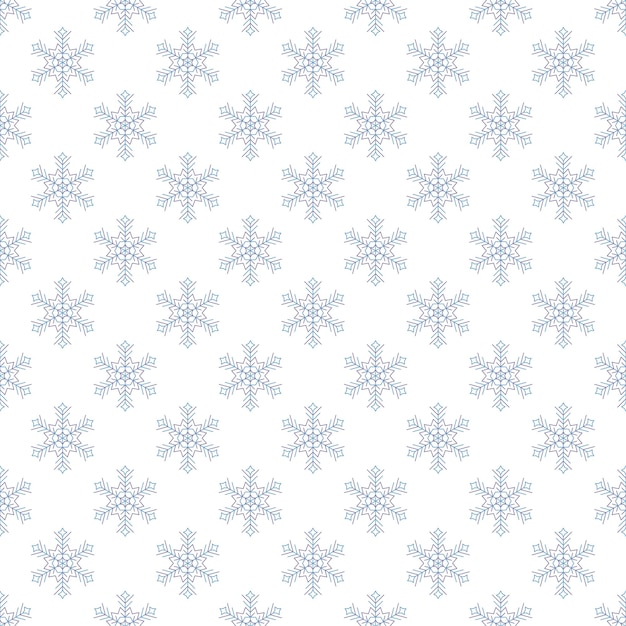 Snowflake simple seamless pattern Blue snow on white background Winter symbol Merry Christmas holiday