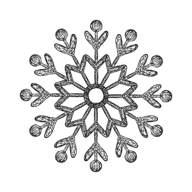 Snowflake sketch hand drawing new year symbol decoration