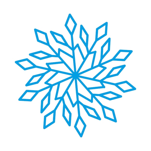 Snowflake symbol blue silhouette isolated on white background