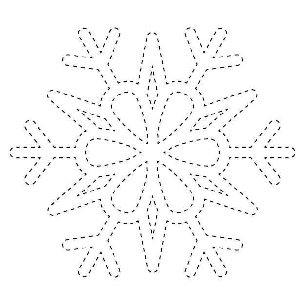 Snowflake tracing worksheet for kids