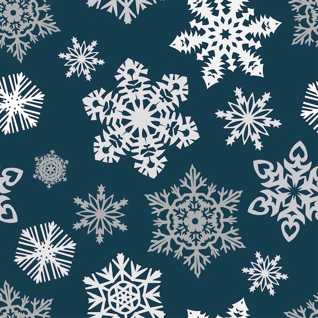 Snowflake vector graphics on a white background cut out of paper 6 rays background pattern