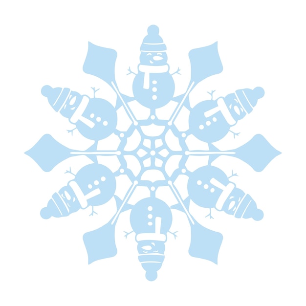 Vector snowflake vector graphics on a white background cut out of paper 6 rays