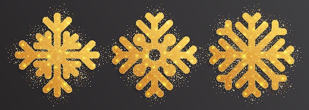 Illustrazione vettoriale di fiocchi di neve con consistenza dorata scintillante