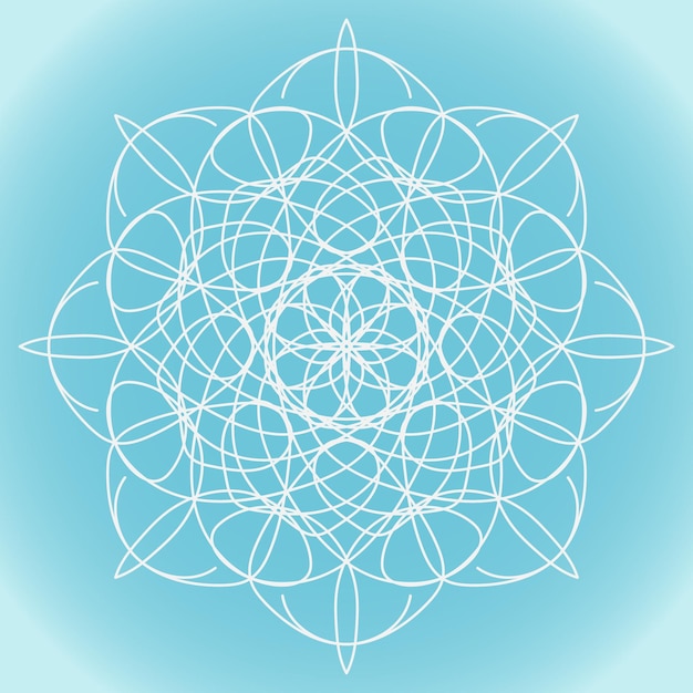 Snowflake vector simple abstract lace shape on blue gradient background