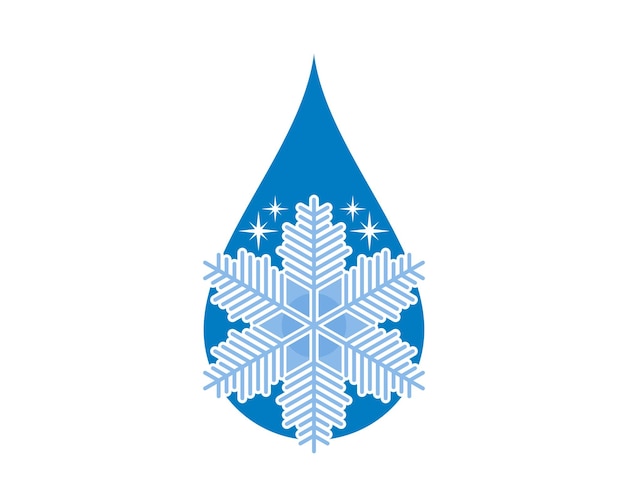 Vector snowflake and water drop behind