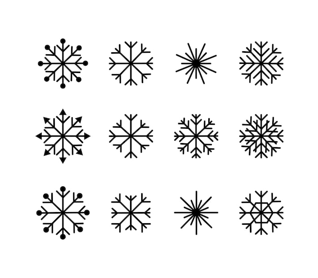 Snowflake winter set. Vector illustration isolated on background.