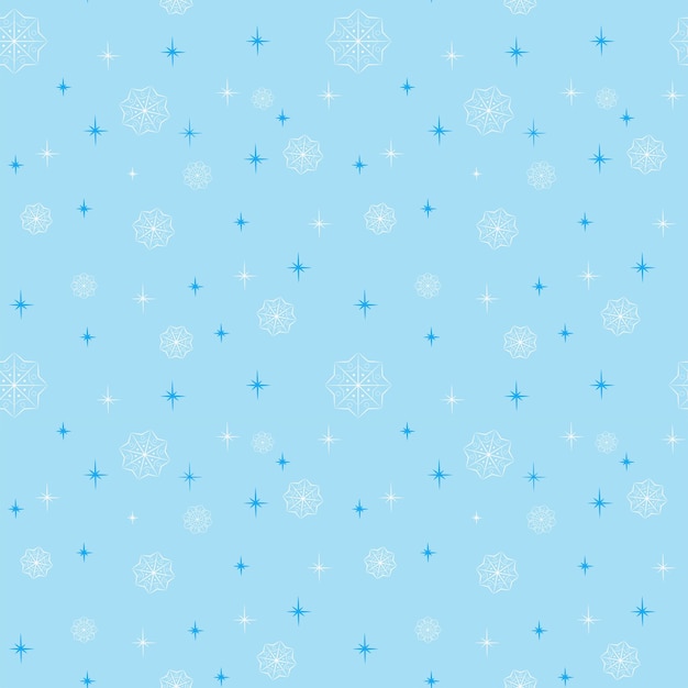 Snowflakes on blue background seamless pattern winter snow gentle background