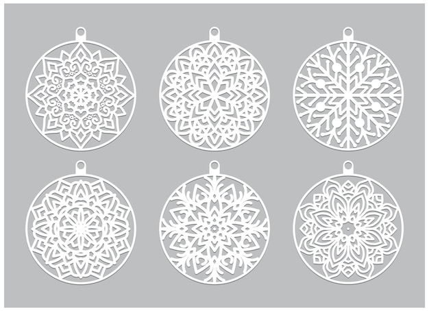 снежинки рождественский дизайн векторный набор