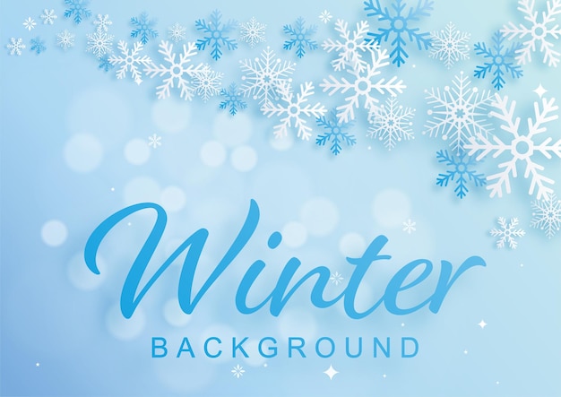 Snowflakes design for winter with snowflakes paper cut style on color background