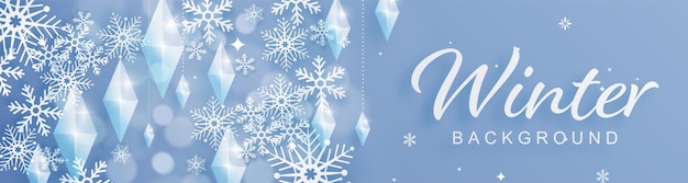 Snowflakes design for winter with snowflakes paper cut style on color background