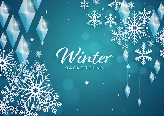 Snowflakes design for winter with snowflakes paper cut style on color background