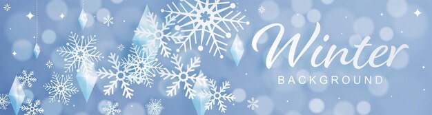 Snowflakes design for winter with snowflakes paper cut style on color background.