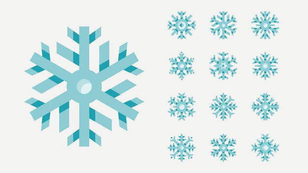 Vector snowflakes flat color icons