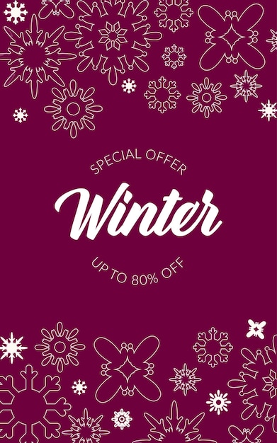 Vector snowflakes framed text on winter sale poster.