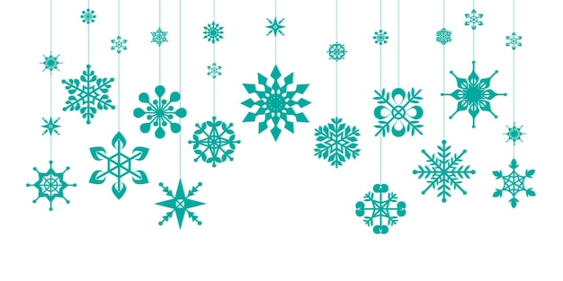 Snowflakes hanging on a white background