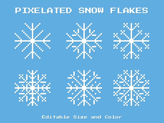 Snowflakes Icon Winter Pixel Art Illustration 8Bit