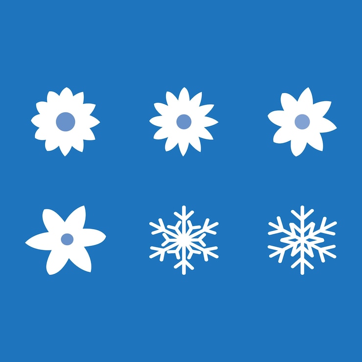 Vector snowflakes icons set vector illustration white snowflakes on blue background snow design elements
