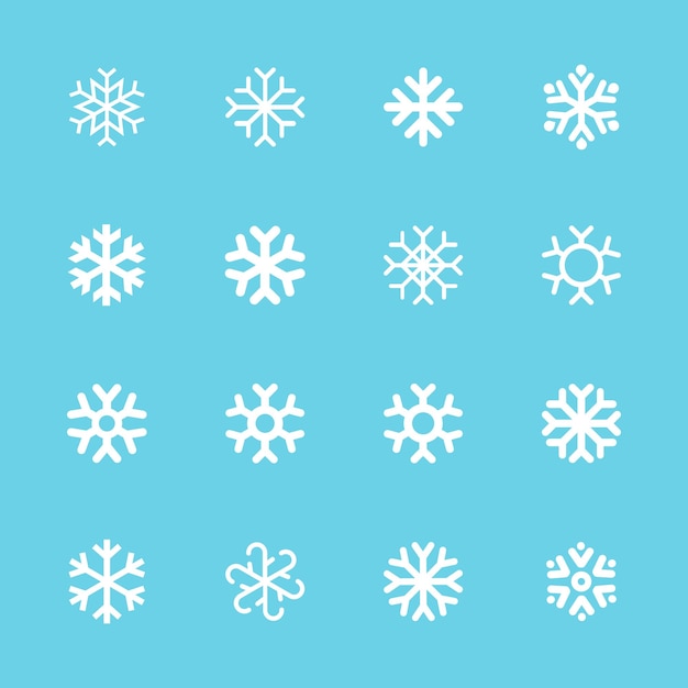 Snowflakes linear icon set