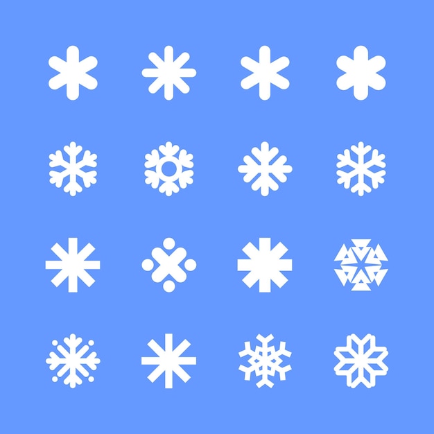 Vector snowflakes linear icon set